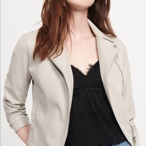 SOLD Dynamite Faux Leather Moto Jacket in Beige